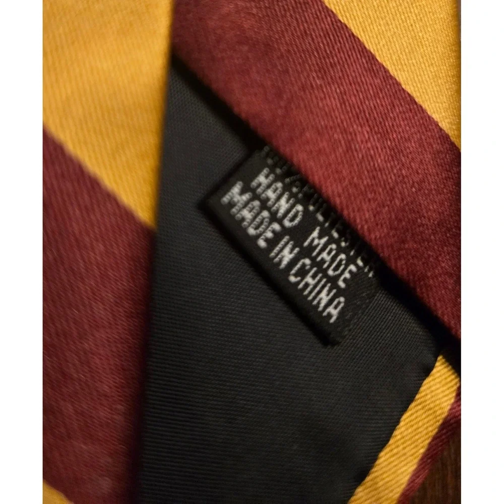 Alexander Logan Neckwear‎ Mens Burgundy Gold Striped Tie Handmade Polyester